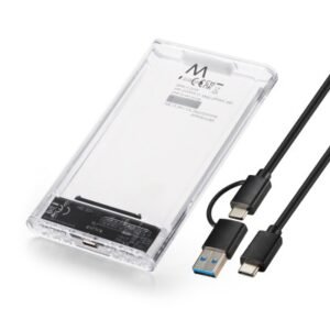 CAIXA EXT. EWENT 2.5' SATA USB-C/USB-A 3.2 TRANSPARENTE