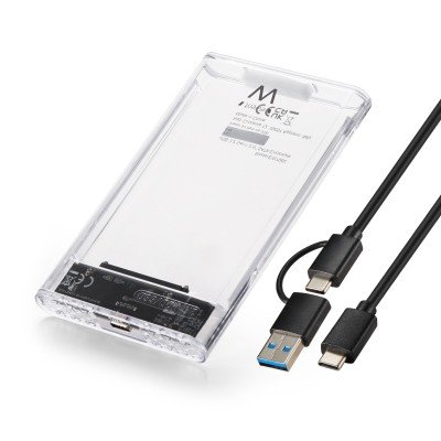 CAIXA EXT. EWENT 2.5' SATA USB-C/USB-A 3.2 TRANSPARENTE